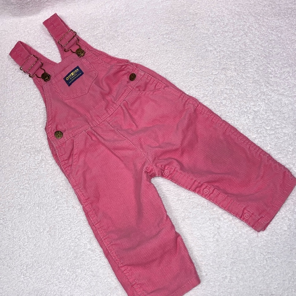 Vintage Oshkosh pink corduroy overalls American made 24m